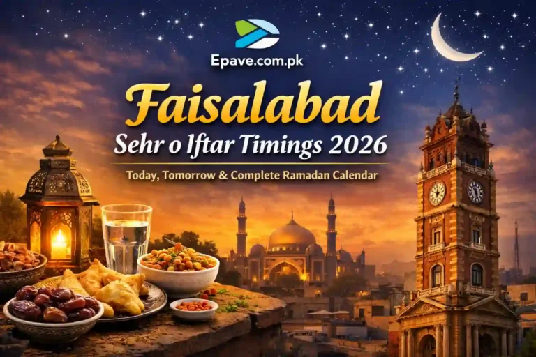 Faisalabad Sehr o Iftar Timings 2026 – Today, Tomorrow & Complete Ramadan Calendar
