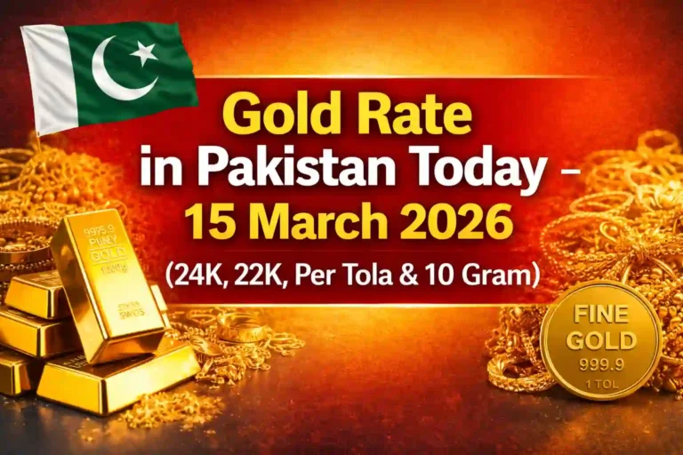 Gold Rate in Pakistan Today – 15 March 2026 (24K, 22K, Per Tola & 10 Gram)