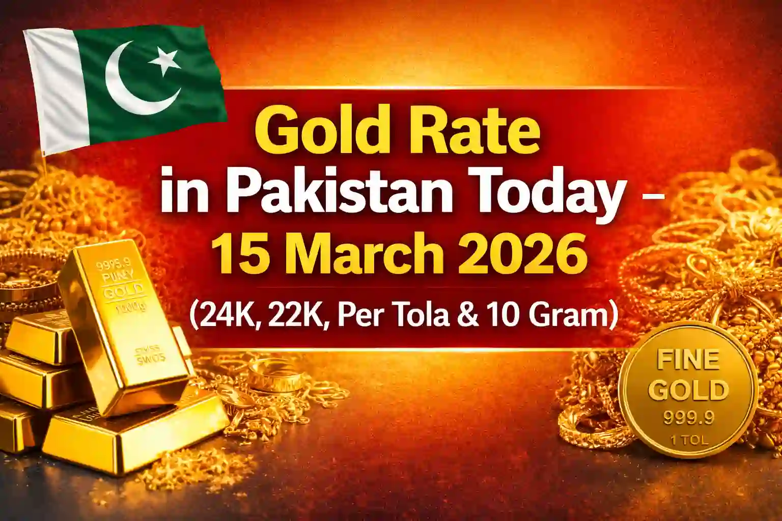 Gold Rate in Pakistan Today – 15 March 2026 (24K, 22K, Per Tola & 10 Gram) 1 Gold Rate in Pakistan Today – 15 March 2026 (24K, 22K, Per Tola & 10 Gram)
