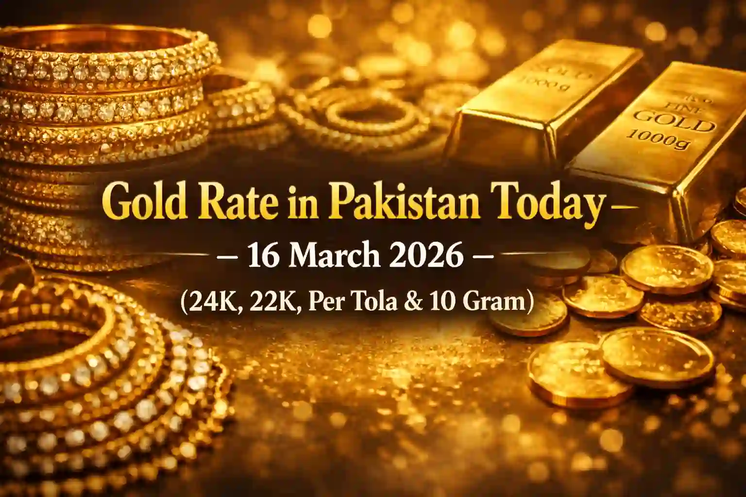 Gold Rate in Pakistan Today – 16 March 2026 (24K, 22K, Per Tola & 10 Gram)