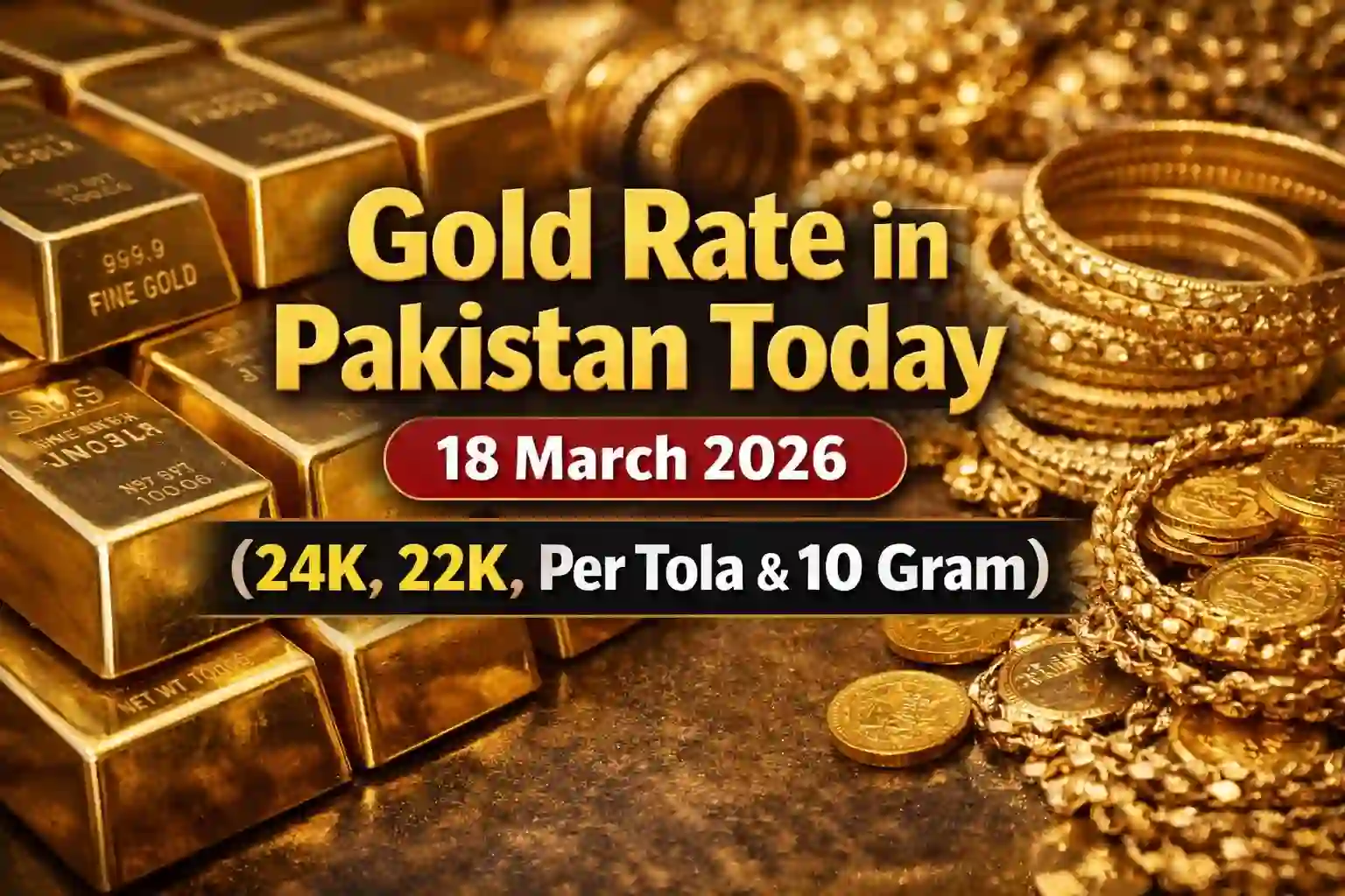 Gold Rate in Pakistan Today – 18 March 2026 (24K, 22K, Per Tola & 10 Gram)