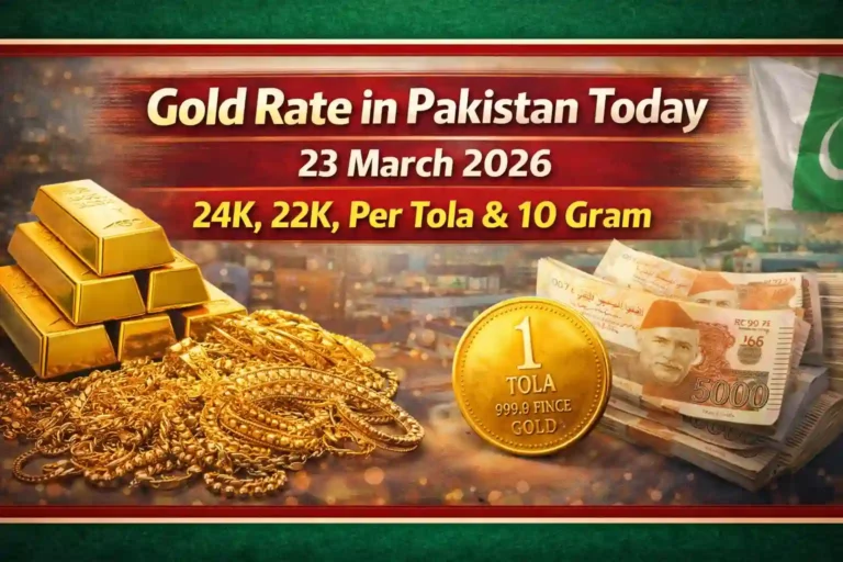 Gold Rate in Pakistan Today – 23 March 2026 (24K, 22K, Per Tola & 10 Gram)