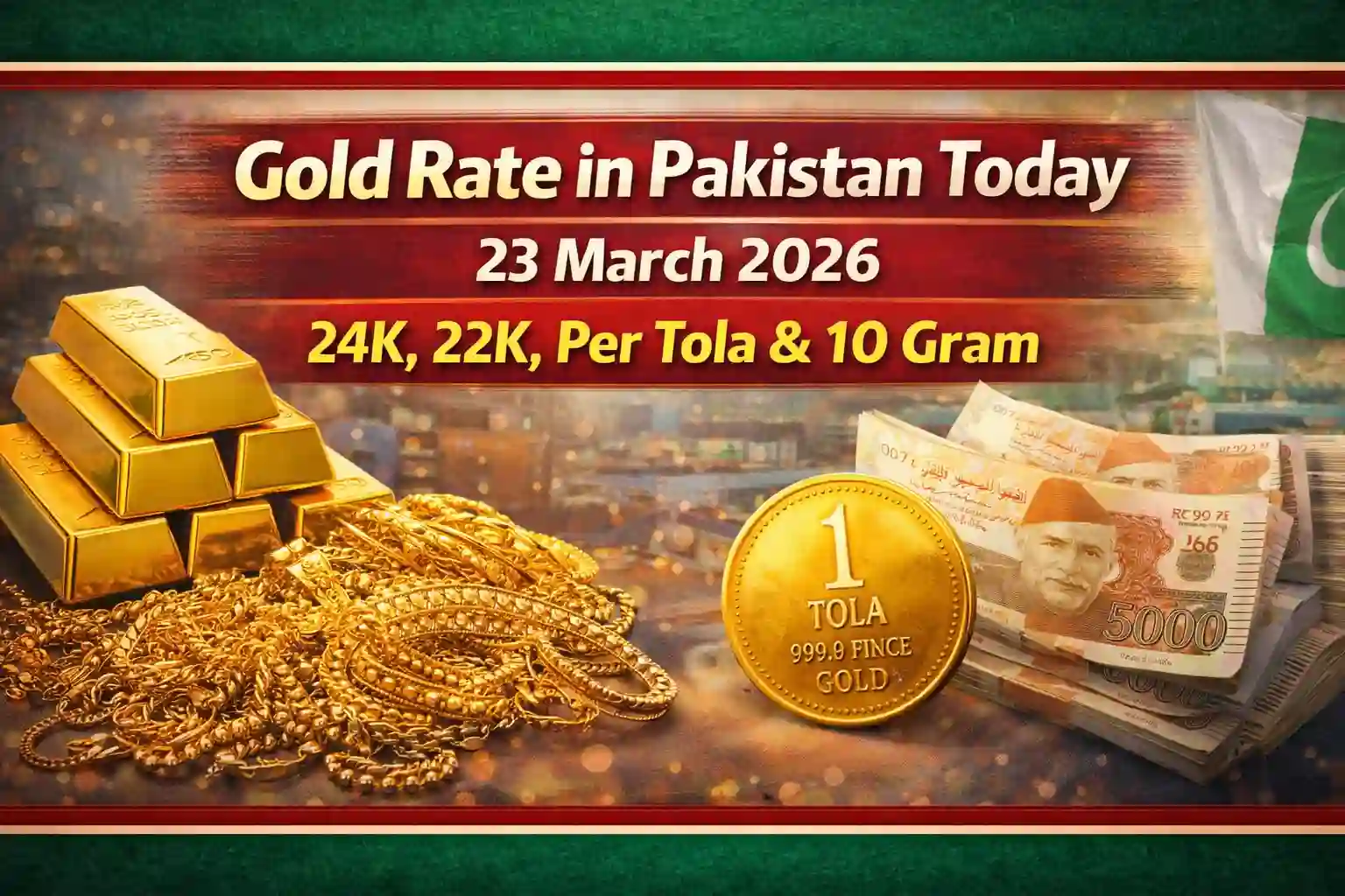 Gold Rate in Pakistan Today – 23 March 2026 (24K, 22K, Per Tola & 10 Gram) 1 Gold Rate in Pakistan Today – 23 March 2026 (24K, 22K, Per Tola & 10 Gram)