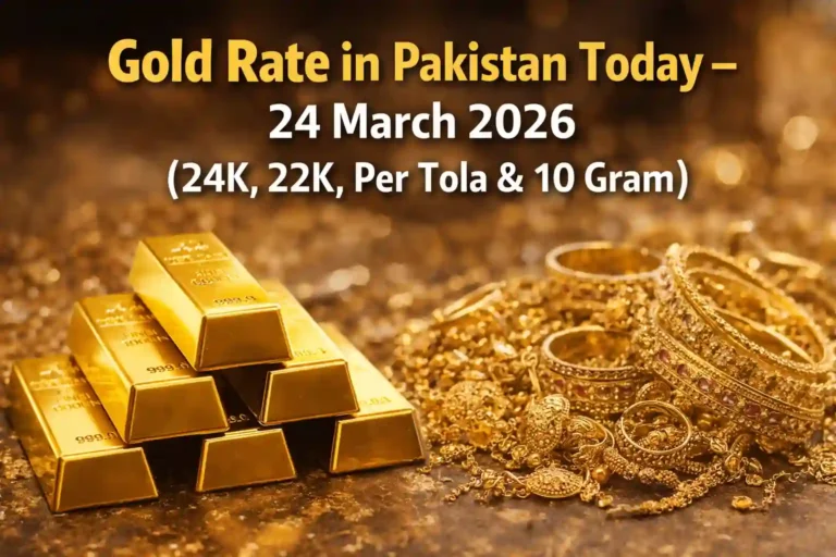 Gold Rate in Pakistan Today – 24 March 2026 (24K, 22K, Per Tola & 10 Gram)