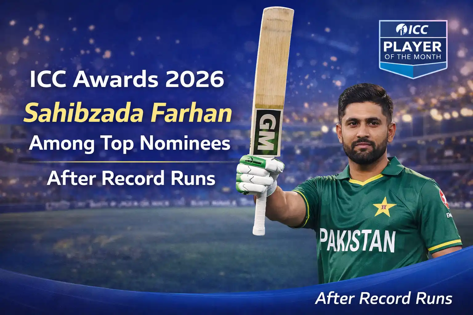 ICC Awards 2026 – Sahibzada Farhan Among Top Nominees After Record Runs