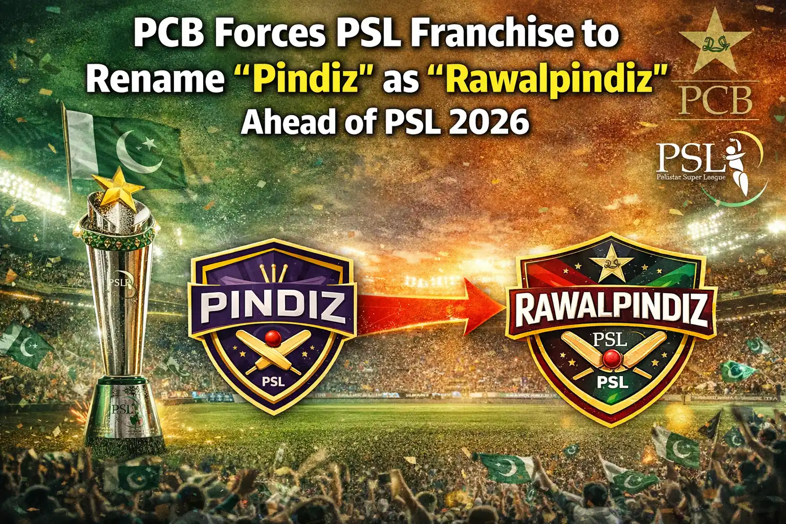 PCB Forces PSL Franchise to Rename “Pindiz” as “Rawalpindiz” Ahead of PSL 2026