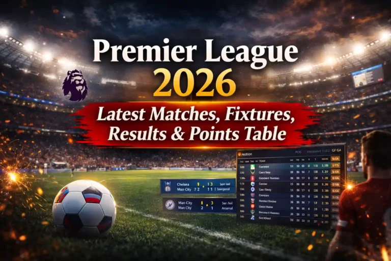 Premier League 2026 – Latest Matches, Fixtures, Results & Points Table