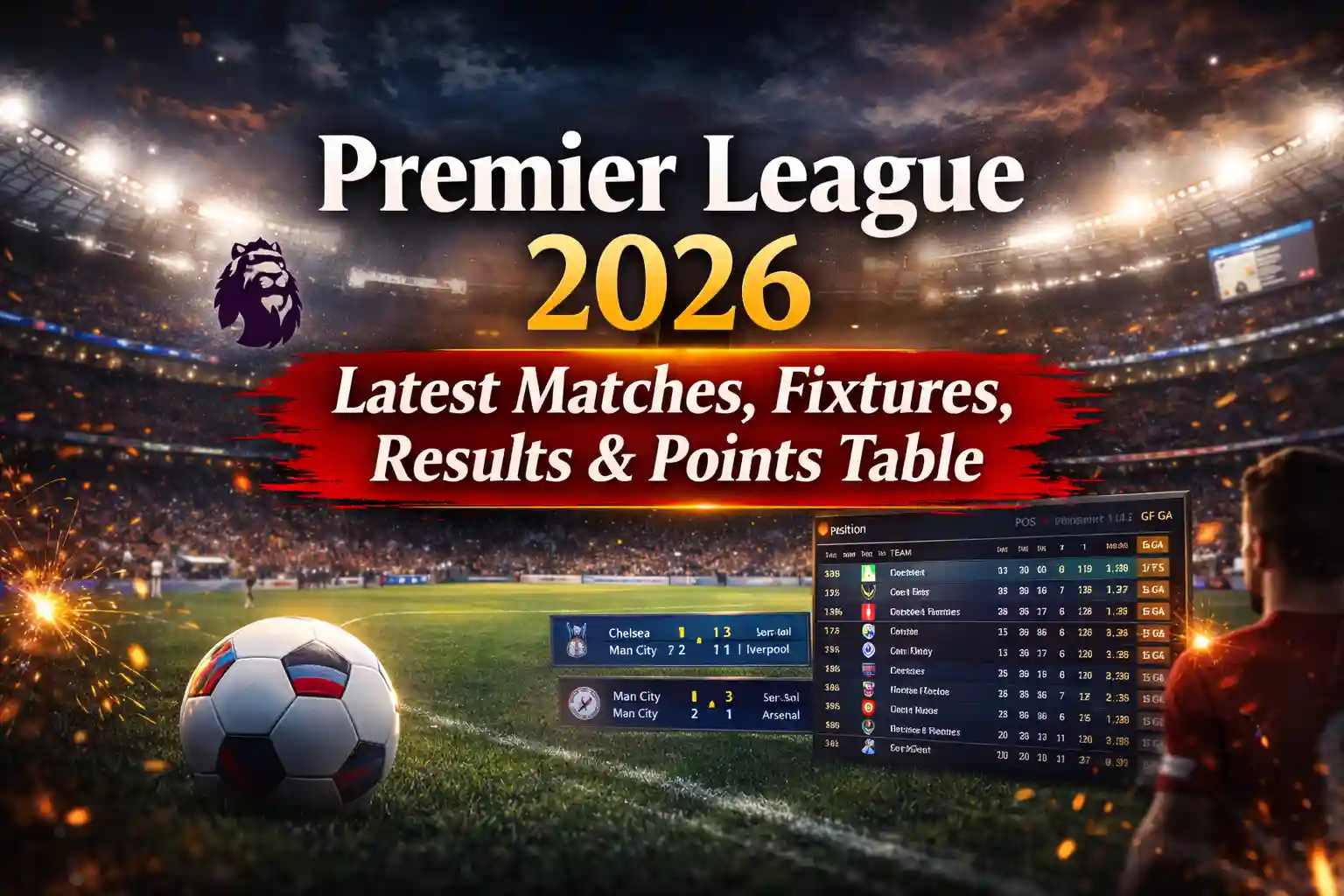 Premier League 2026 – Latest Matches, Fixtures, Results & Points Table
