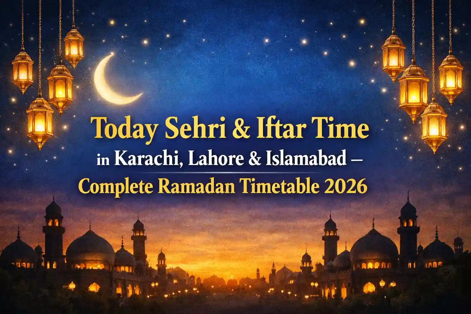 Today Sehri & Iftar Time in Karachi, Lahore & Islamabad – Complete Ramadan Timetable 2026
