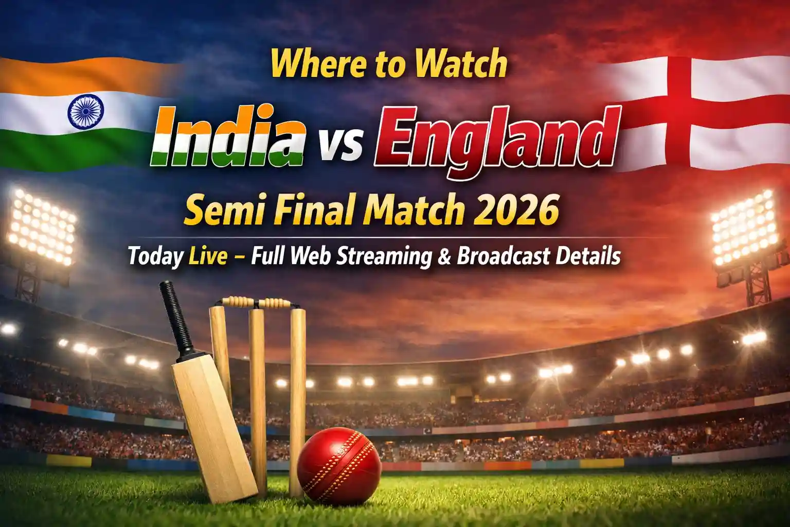 Where to Watch India vs England Semi Final Match 2026 Today Live – Full Web Streaming & Broadcast Details 1 Where to Watch India vs England Semi Final Match 2026 Today Live